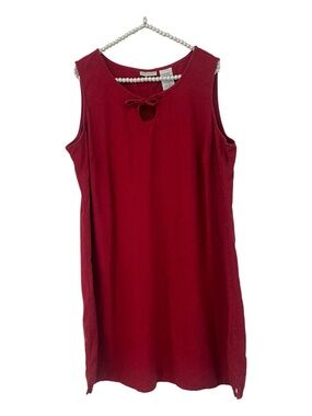 White Stag Sleeveless Deep Red Linen Blend Shift Dress Women’s Size XL 16/18